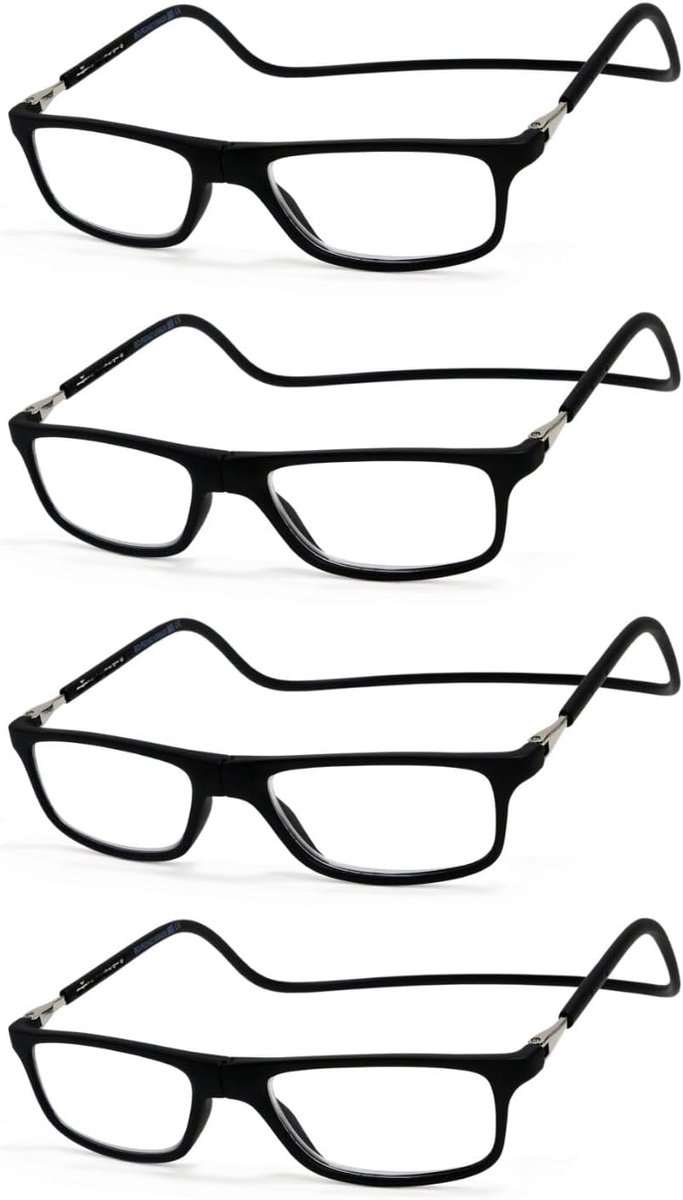 NEW VISION 4 Pack Magnetic Reading Glasses for Men and Women, Neck Glasses with Magnet Clip, UV400 CE Certified - ShopVlot