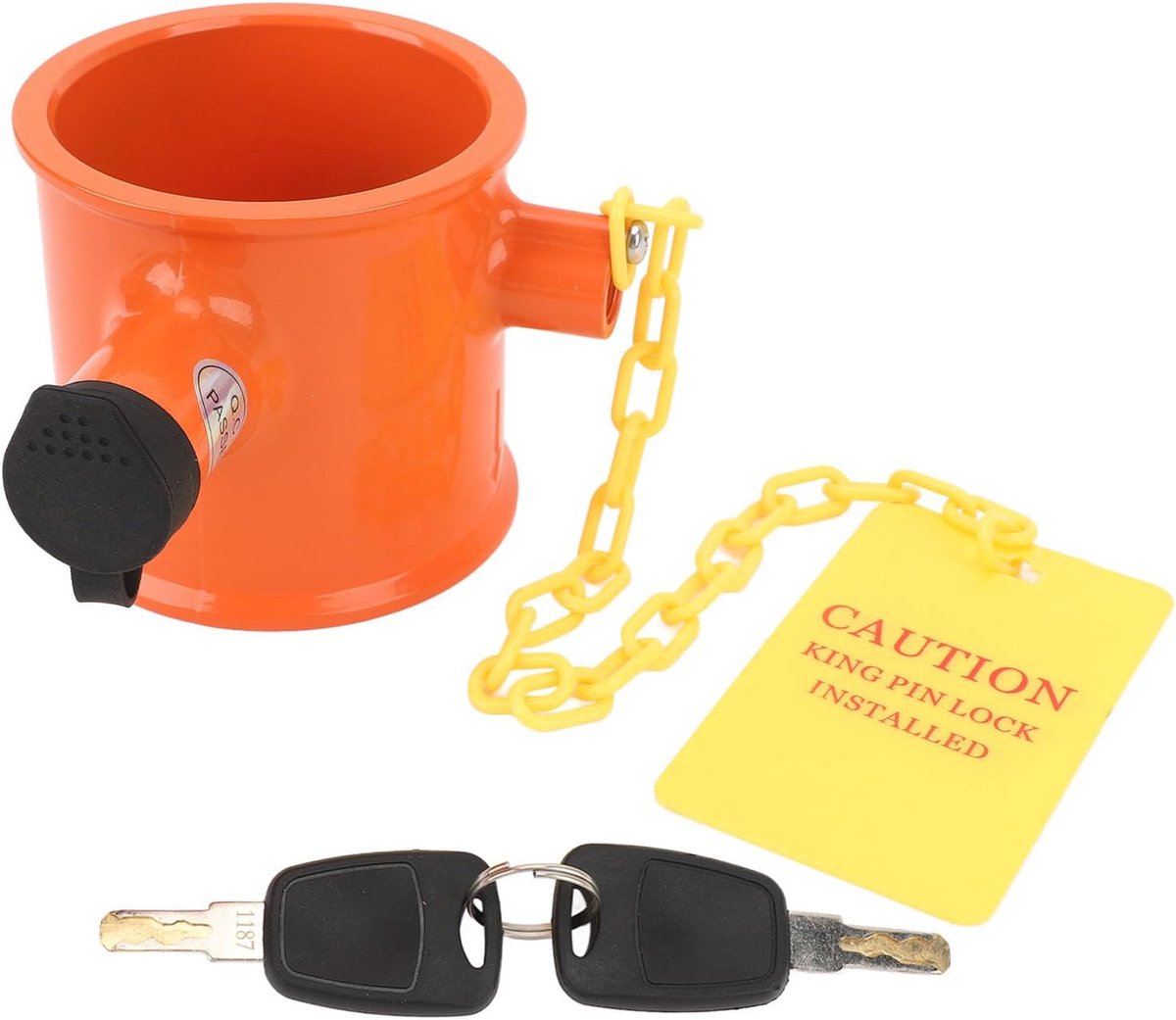 Asixxsix 5th Wheel King Pin Lock, Aluminum Heavy Duty King Pin Lock with Anti-Theft Warning Tag for 5th Wheel, RVs - ShopVlot