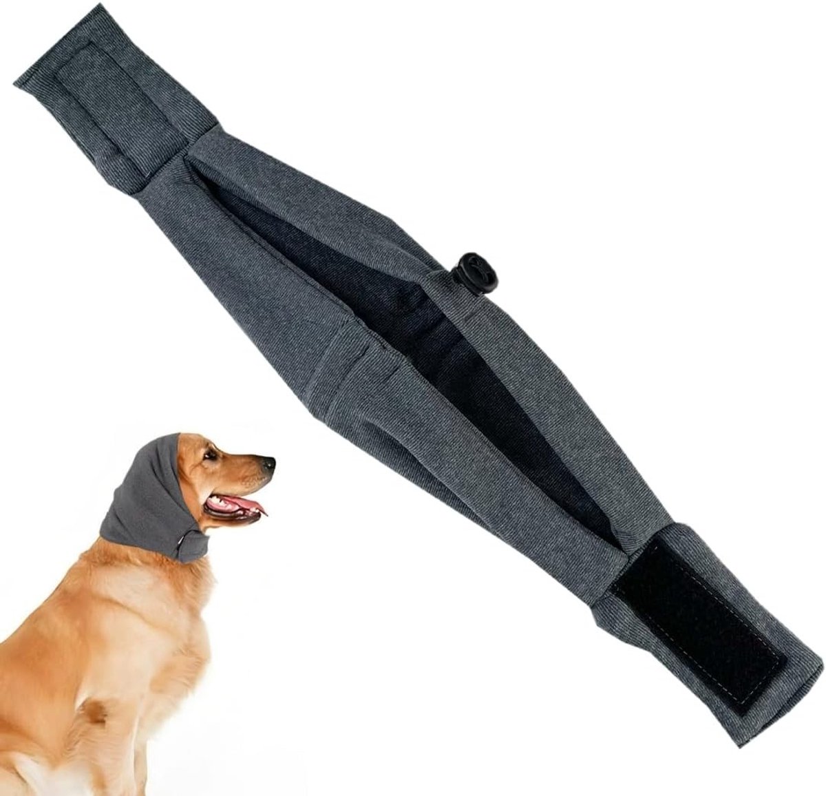 Hondenoorverzorging - Grijs - Maat L - Verstelbare Oorbescherming voor Geluidsreductie en Winterwarmte - Voor Honden