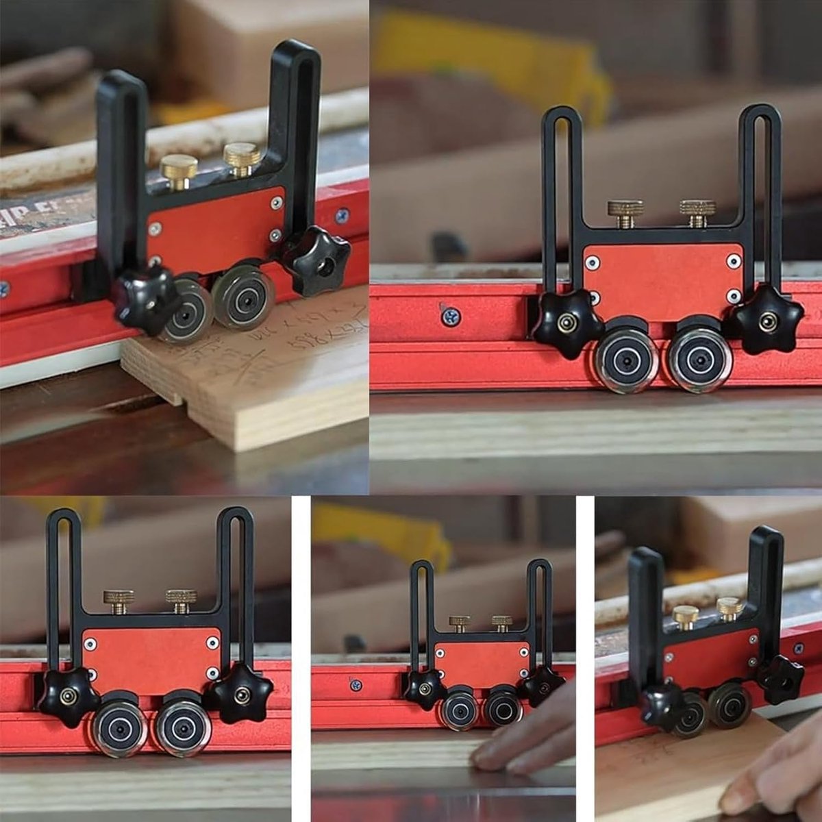 Table Saw Guide Roller with Double Wheels, Adjustable Height Aluminum Alloy Woodworking Includes T-shaped Sliding - ShopVlot