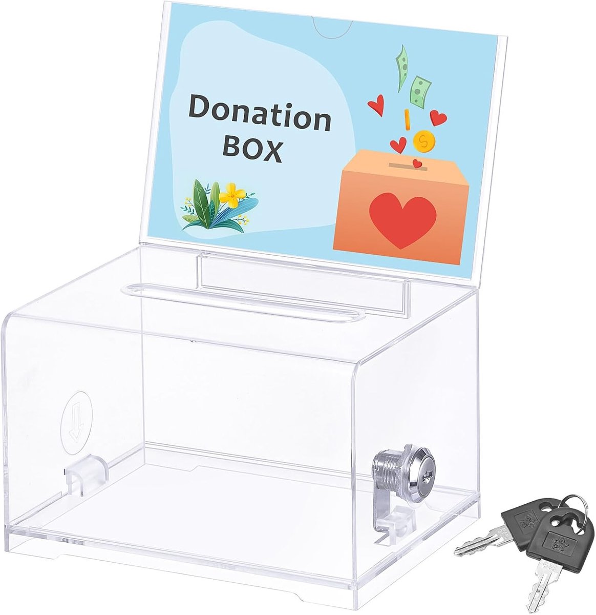 Transparante Donatiedoos - Transparant - 157 x 115 x 102 mm - PS Kunststof - Voor Donaties en Stemmen