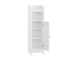 Badkamerkast Badkameropbergkast Toiletmeubelkast 18 x 20 x 80 cm wit smal en ruimtebesparend ontwerp met verstelbare plank 2 open opbergplanken en verborgen opbergruimte eenvoudig schoon te maken en te monteren voor badkamer en toilet
