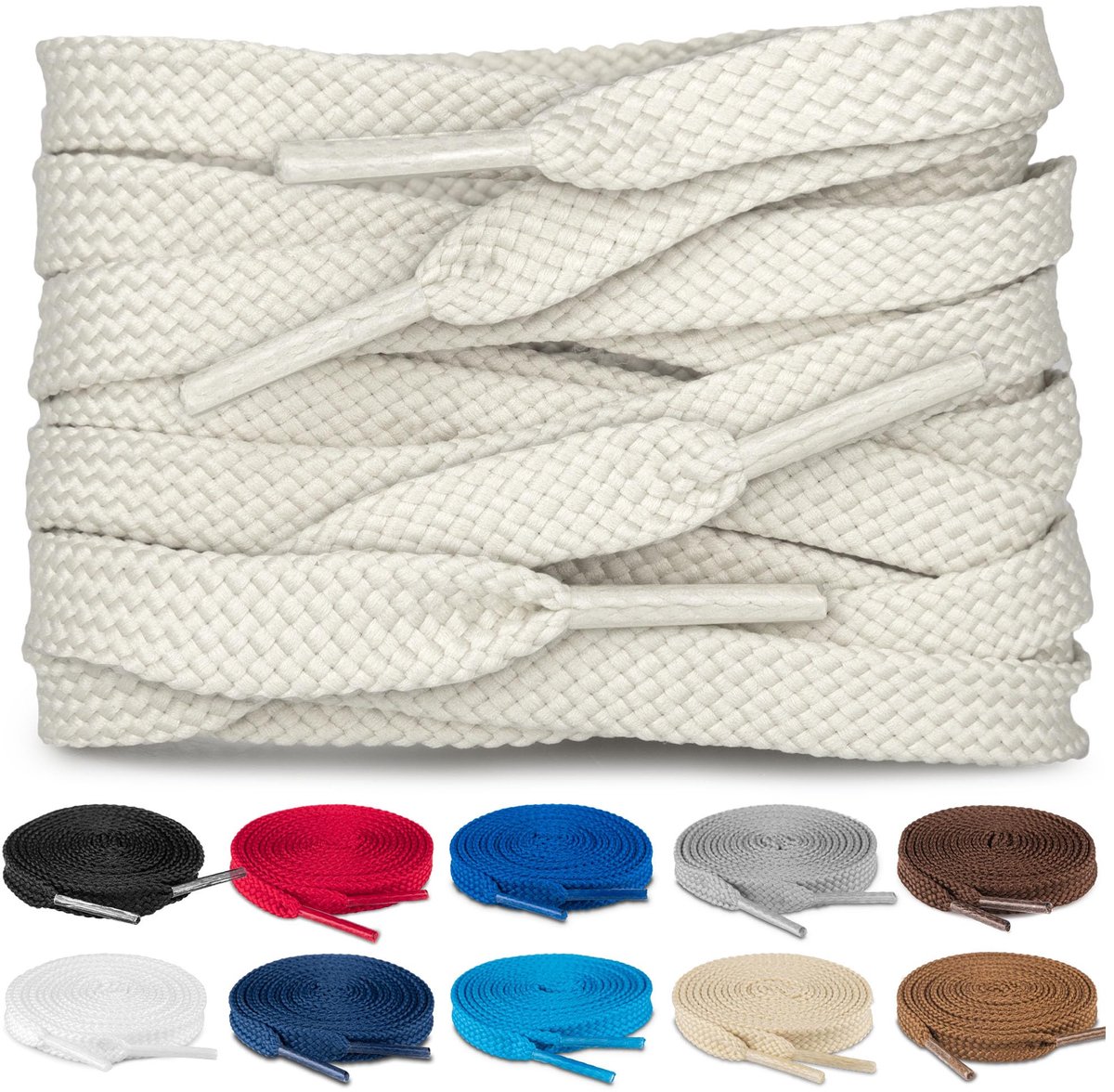 TULMERO SULPO 2 paar platte veters 8 mm voor schoenen, beige, 60 cm - 2 Paare - ShopVlot