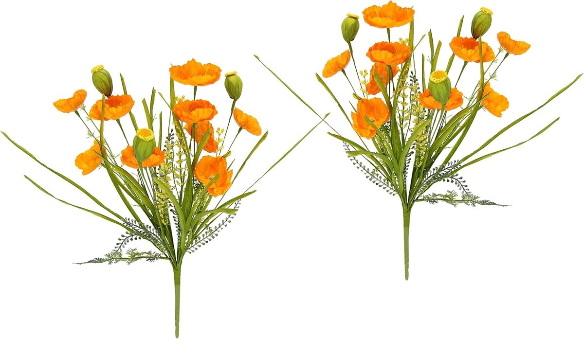 Kunstbloemen Boeket - Oranje - 47 x 24 x 24 cm - Hoogwaardig Kunststof en Kunstzijde - Voor Decoratie