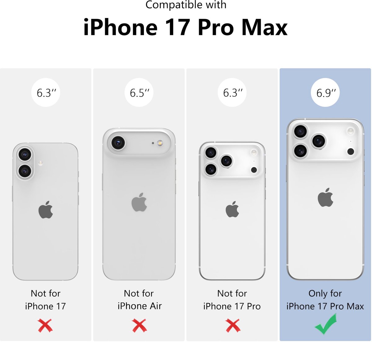 Beschermhoes voor iPhone 17 Pro Max - transparant - make-upspiegel - ideaal voor onderweg - ShopVlot