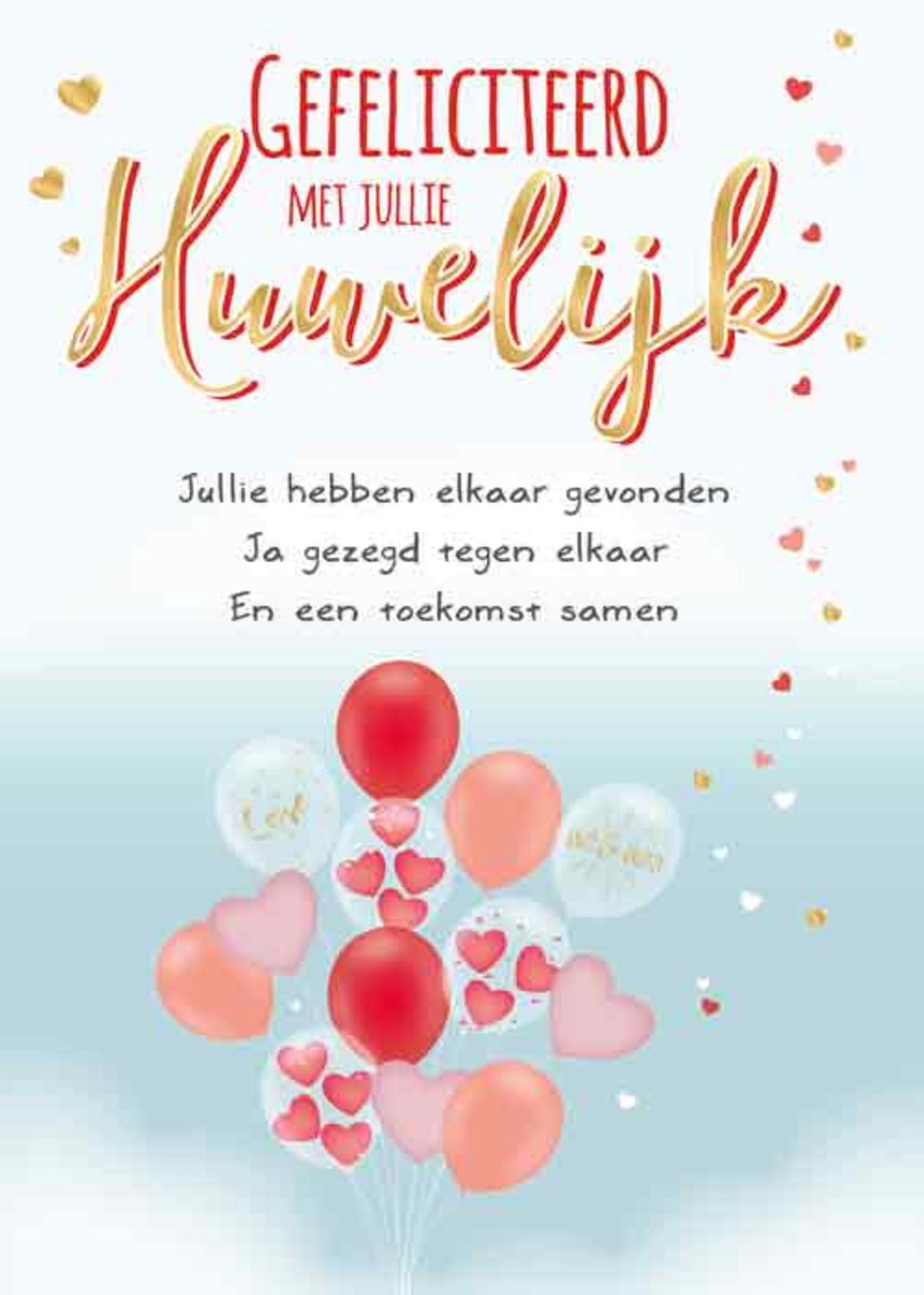 Luxe Wenskaart Huwelijk - Getrouwd Wenskaarten - Huwelijkskaart - Mariage - Wedding - Hochzeit - Serie Intense - Artige - Kaart - 1 Stuks - In Folie - Gratis Verzonden - Hoge Afnamekortingen - 12x17cm