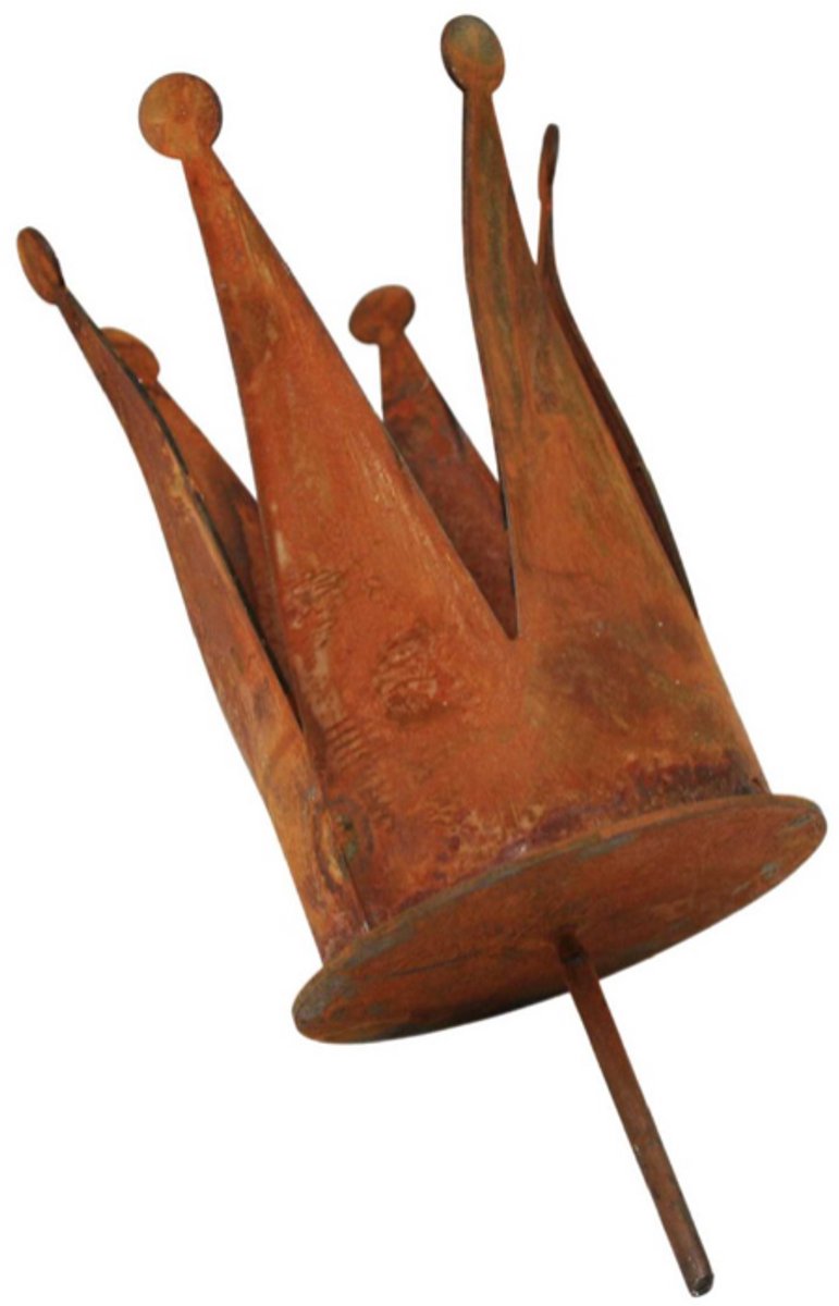 Theelichthouder kroon met grondpin, roestpatina, 15 cm