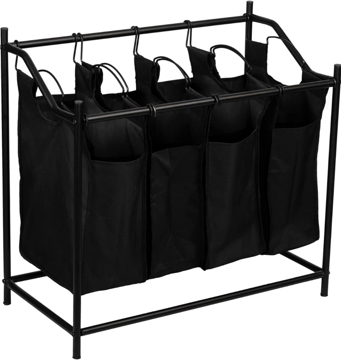 Allvia® Wasmand 4 Vakken - Wasbox - Wassorteerder - Zwart - 78cm x 78cm x 75cm