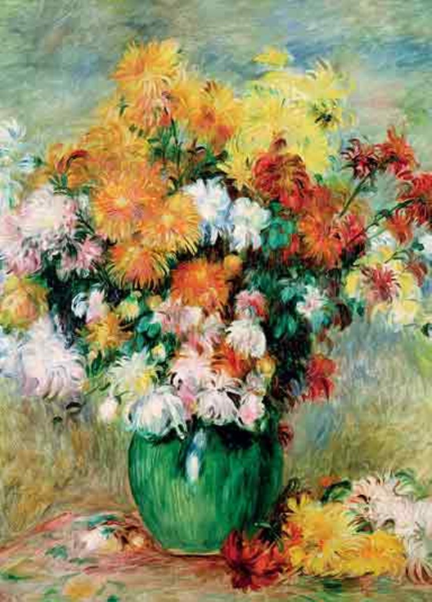 Luxe Wenskaart Artige Kunst a la Carte - Wenskaarten - Kunstkaart - Chrysanten Boeket 1884 - Bouquet of Chrysanthemums - Pierre August Renoir - Serie Tracks Art - Artige - Kaart - 1 Stuks - In Folie - Gratis Verzonden - Hoge Afnamekortingen - 12x17cm