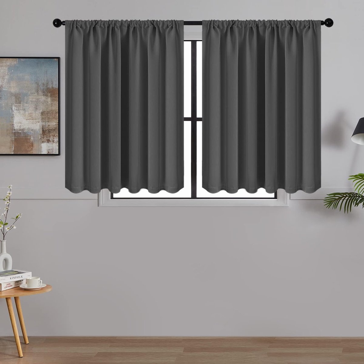 Gordijnen kort 120 x 60 cm - verduisterend - ondoorzichtig - ideaal voor keuken en slaapkamer - ShopVlot