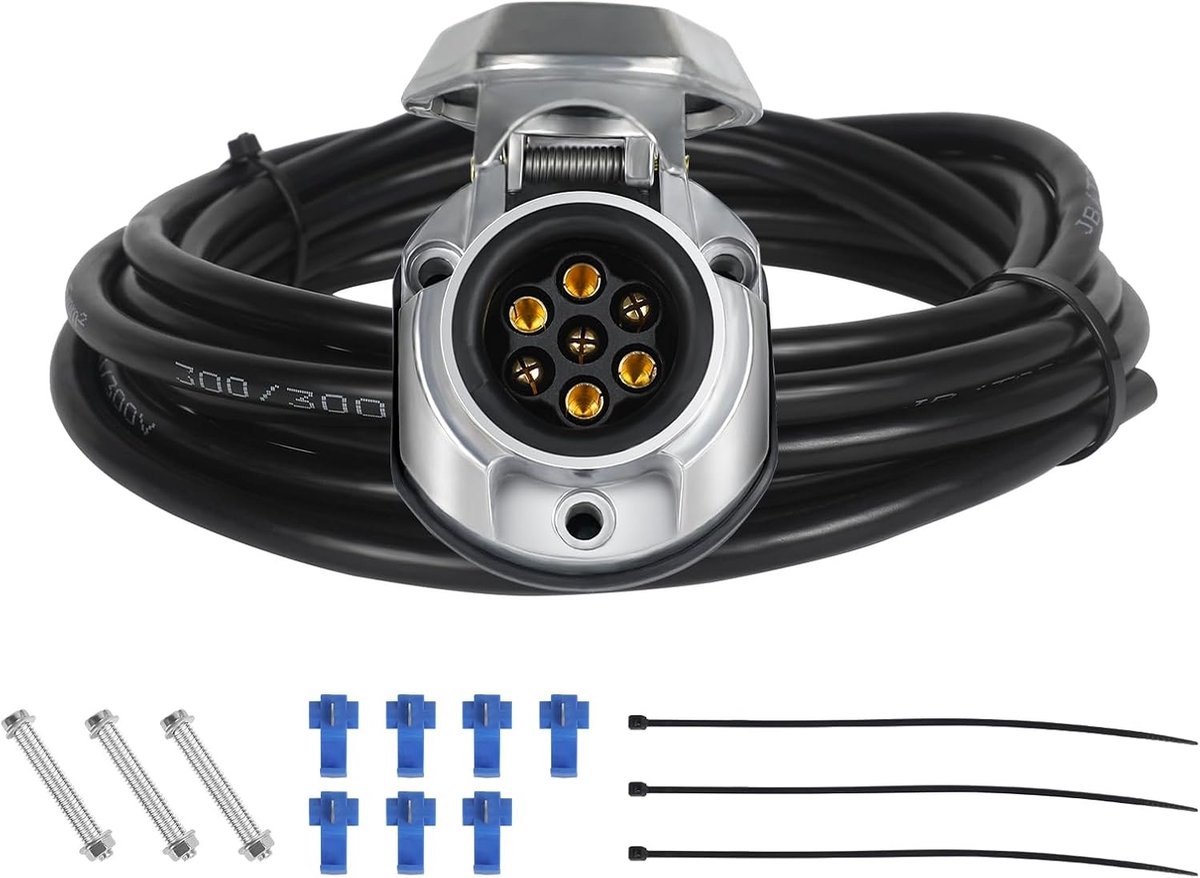 7-polige trailer stekker set voor betrouwbare verbinding en optimale stroomoverdracht, 300 g