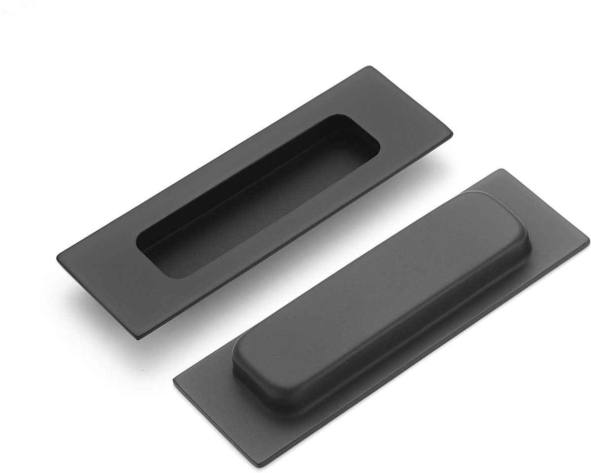 Schuifdeurkom rechthoek 120x40x12mm blind mat zwart PVD gecoat