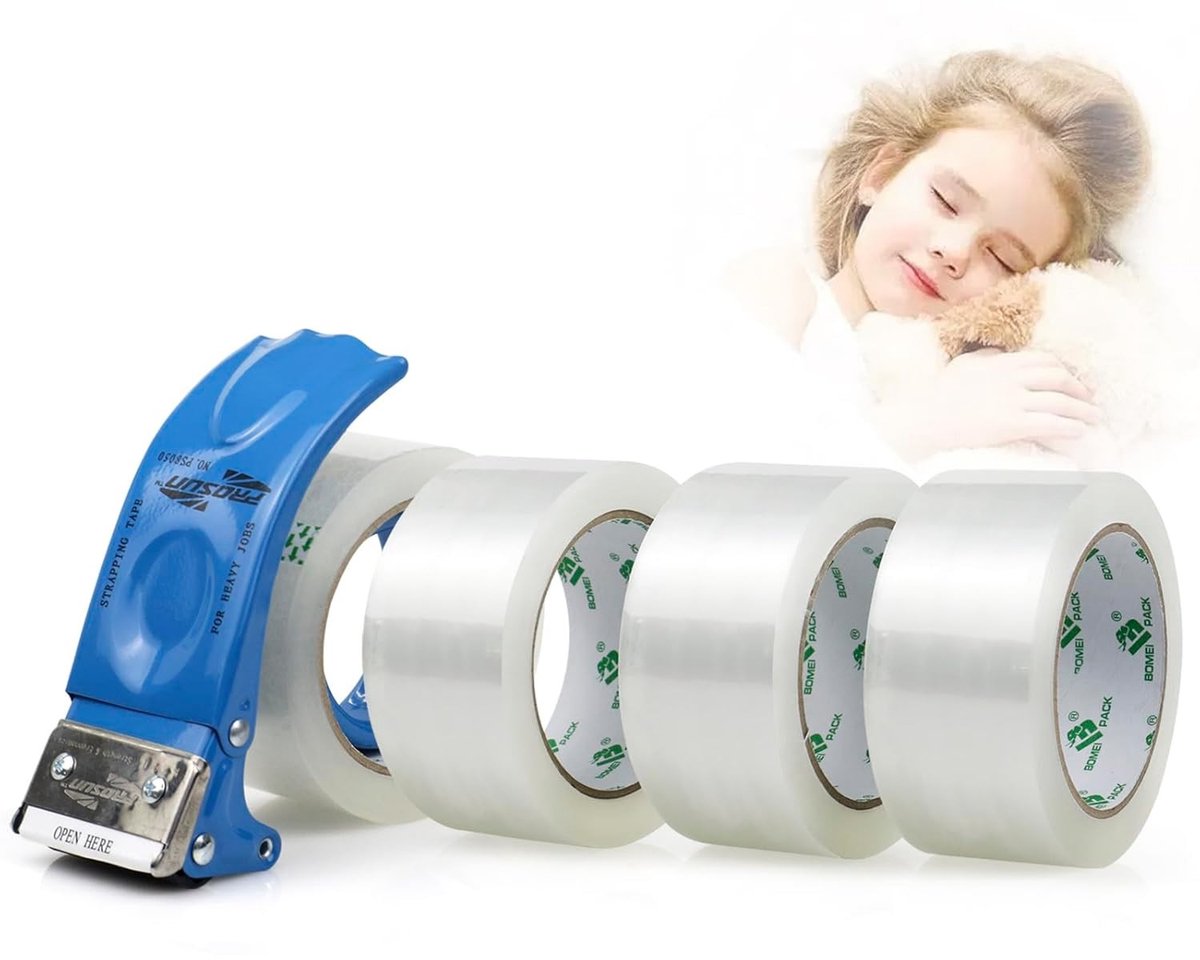 Set van 4 Rollen Transparante PP Plakband - 100% Geluidsloze Verpakkingsband 48mm x 66m - Sterke Hechting en Duurzaam voor Verzenddoeleinden en Klussen