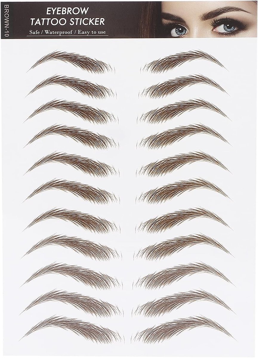 Professionele Waterproof Wenkbrauw Tattoos Stickers voor Vrouwen - Wenkbrauwvormgeving, Tatoeage Stickers en Make-up Accessoires (Bruin-10)