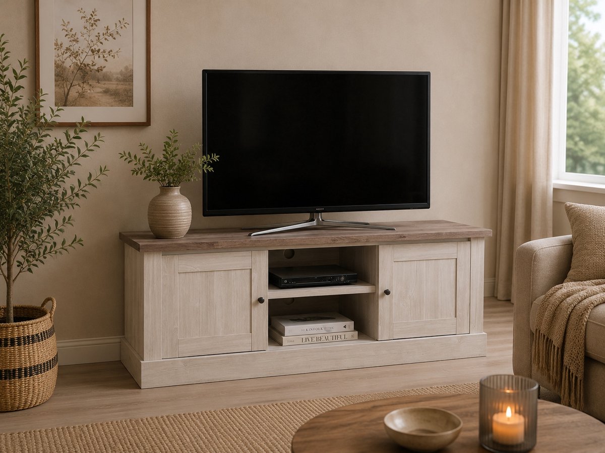 BELFURN Tv meubel Elyna in landelijke stijl blank