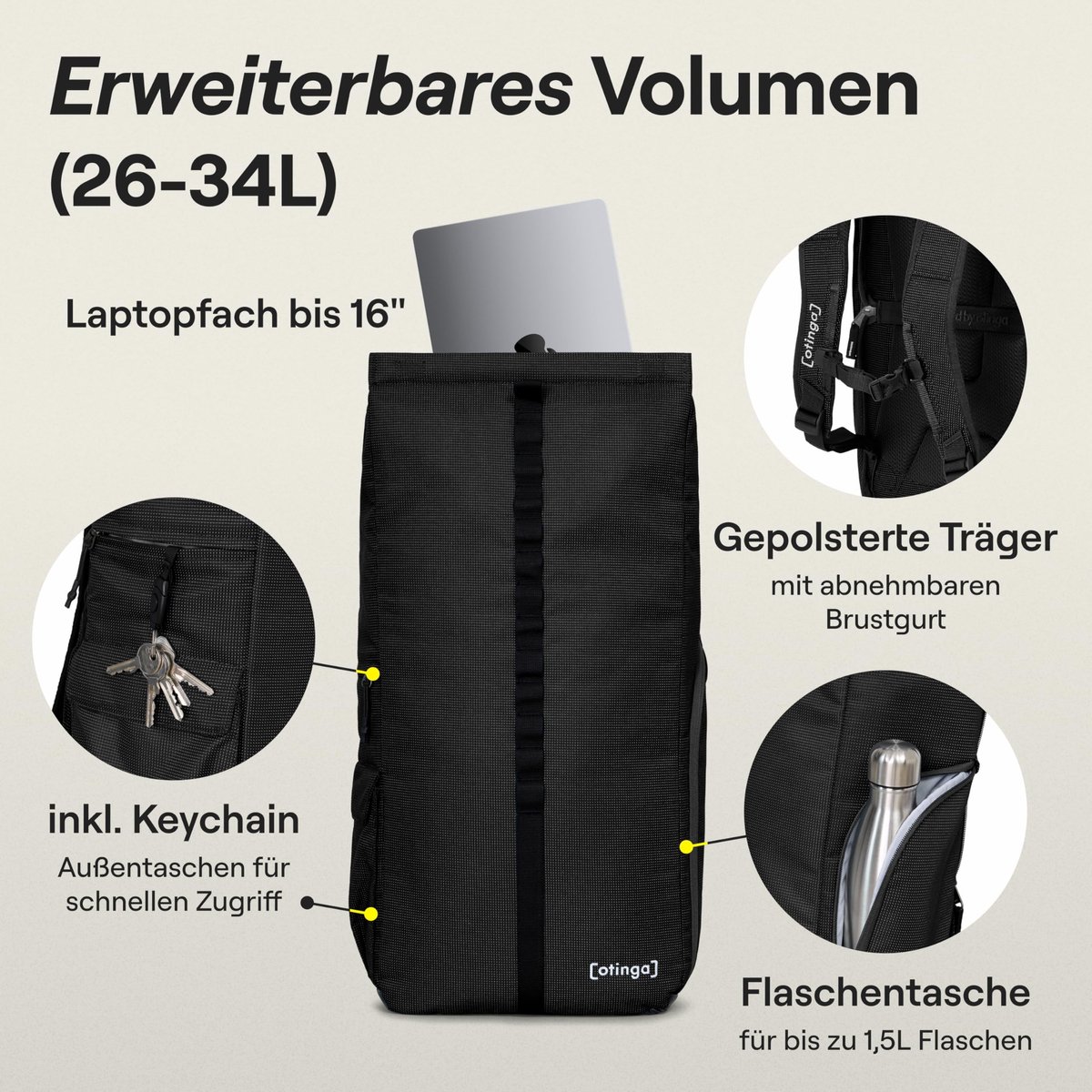 Fietstas rugzak 34L - waterdicht - stijlvol en multifunctioneel - eenvoudig om te bouwen - ShopVlot