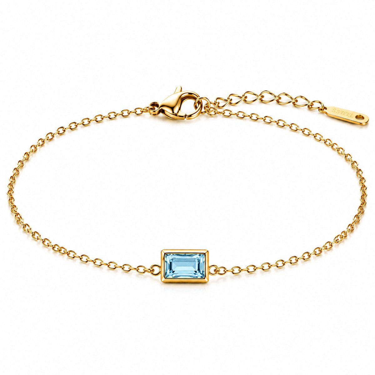 Maevi® Geboortesteen Armband - Maand: December - Kleur: Goud - Hoge Kwaliteit - Armbandje - Geboorte Steen / Birth Stone Bracelet - Roestvrijstaal / RVS / Stainless Steel - Verkleurt Niet - Incl Luxe Verpakking - Cadeau - Geboortecadeau / Kraamcadeau