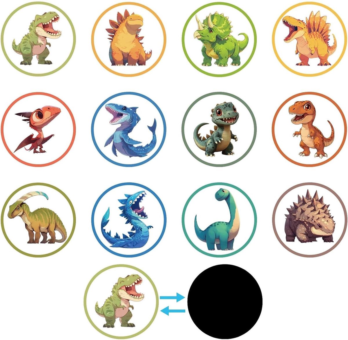 24 Stuks Herbruikbare Plakstickers voor Potty Training - Kleurveranderende Doelstickers voor Jongens en Kinderen met Dino Thema