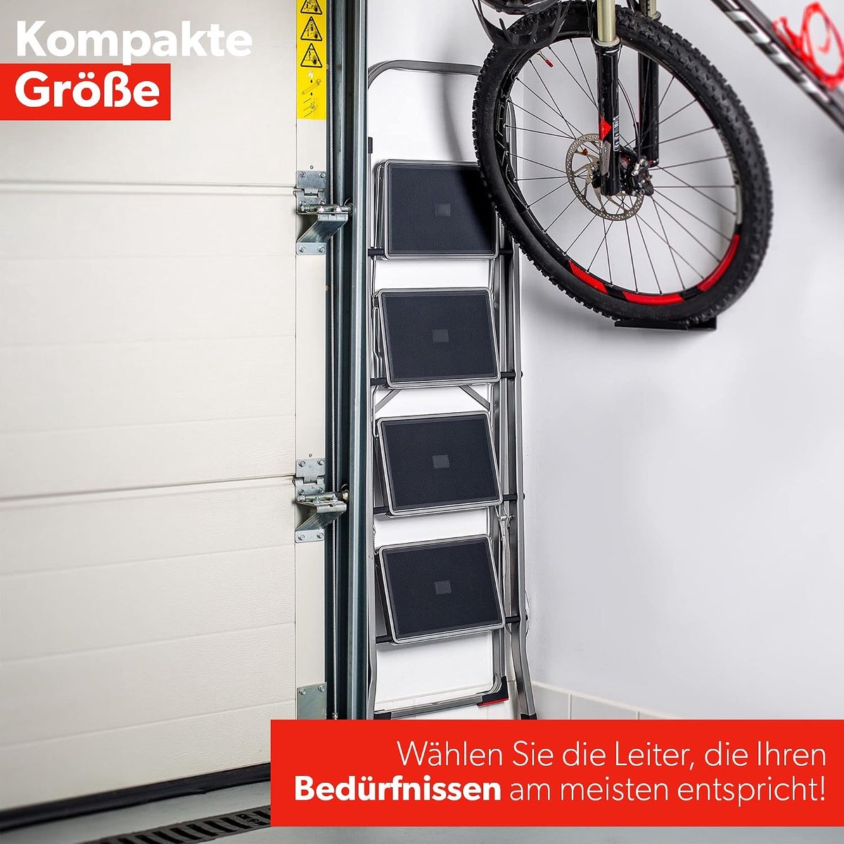 Vouwladder Staal - Trapladder Inklapbaar - Klusklare Hoogtes - Veiligheidssysteem Inklappen - 4 Treden - Zwart