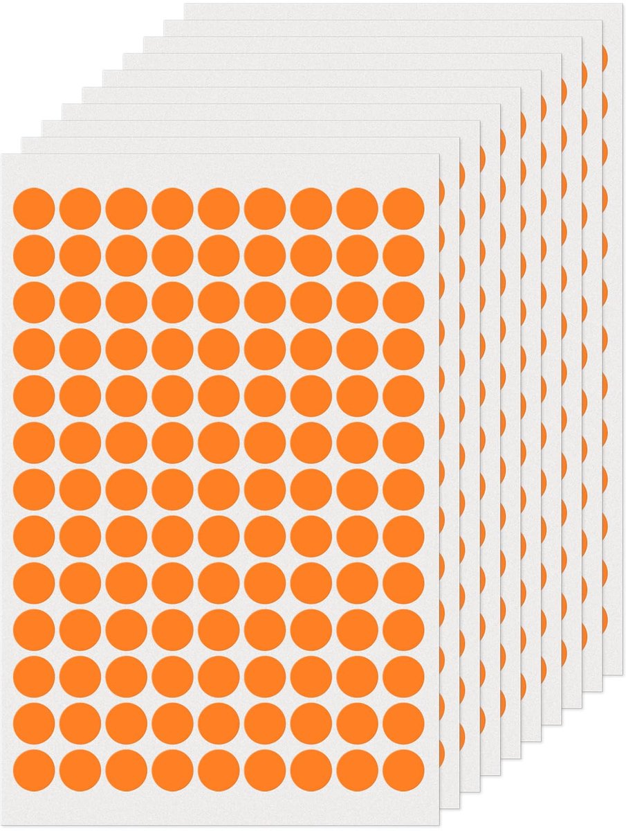 Ronde etiketten 13 mm - oranje - vinyl - waterdicht en zelfklevend, ideaal voor thuis- en kantoororganisatie - ShopVlot