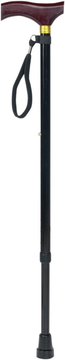 Allvia® Houten Wandelstok - Wandelstok Opvouwbaar - Wandelstokken Verstelbaar - met Houten Handvat - Zwart - 13cm x 13cm x 97cm