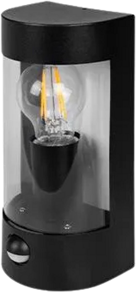 Wandlamp Wandarmatuur E27 LED IP44 Zwart met PIR-Bewegingssensor