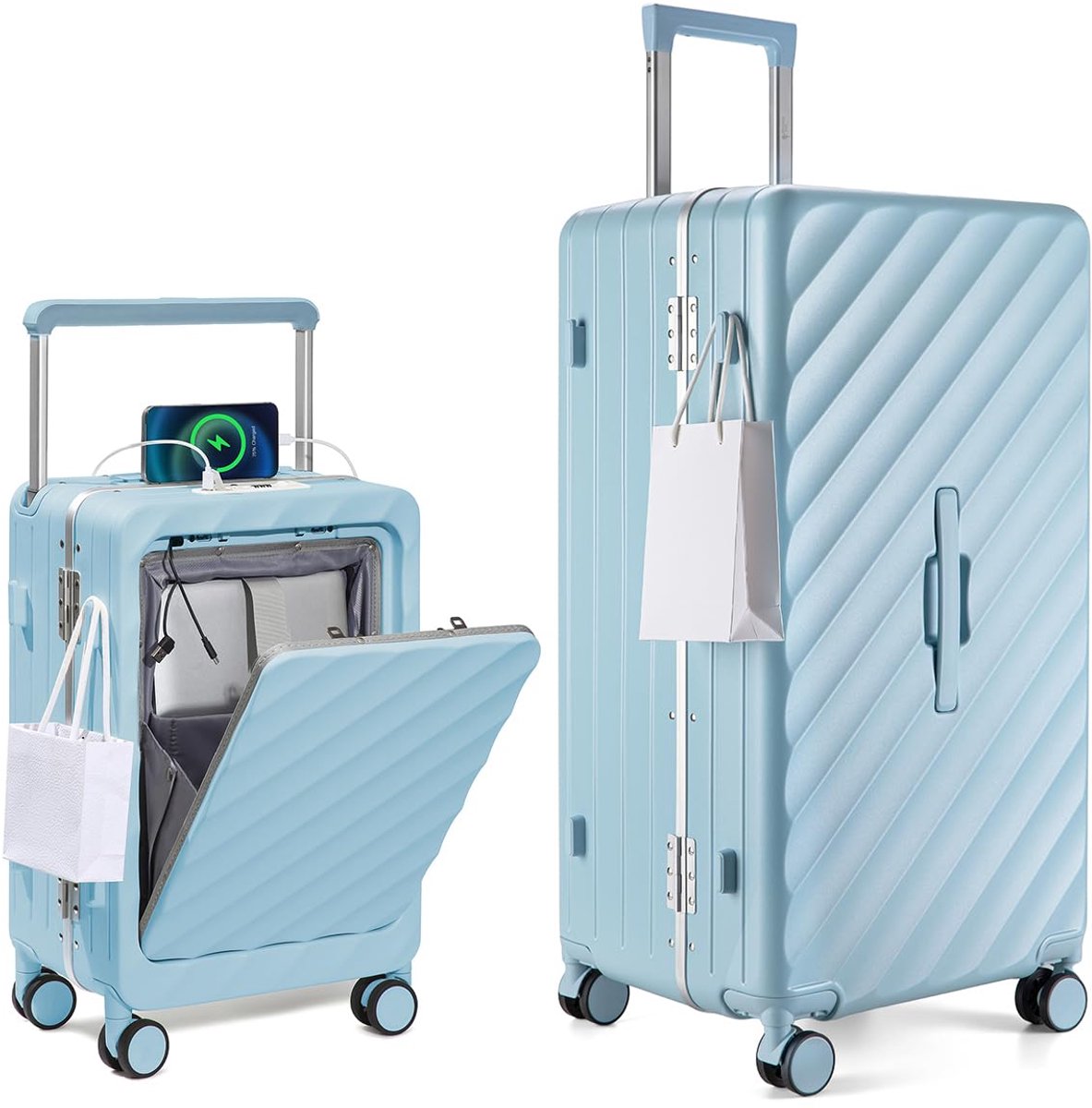 Sea choice Kofferset 2 Delig Lichtgewicht Polycarbonaat Trolley Reiskoffer Set 39L/109L Met Spinnerwielen TSA - ShopVlot