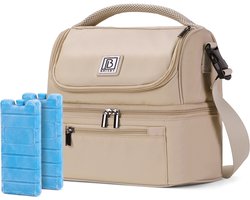 Brisby Kolftas 11 Liter – Koeltas voor Moedermelk & Borstkolf – 2 Geïsoleerde Vakken – Inclusief 2 Koelelementen – Tot 10 Uur Koel - Natural Champagne