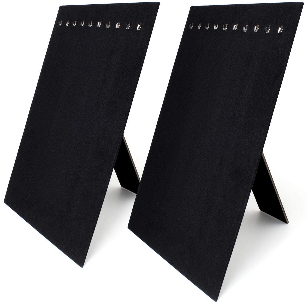 iGadgitz Home U7090 presentatiestandaard voor halsketting, fluweel, sieradenhouder (10 haken), zwart, 2 stuks - ShopVlot