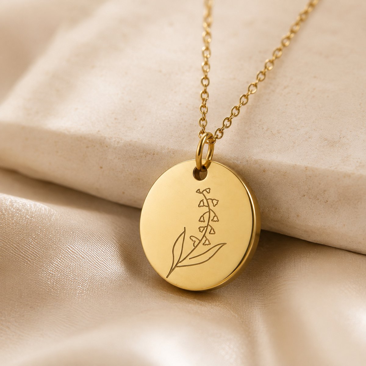 Maevi® Ketting met Geboortebloem - Kleur: Goud - Maand: September - Roestvrijstaal / RVS / Stainless Steel - Hoge Kwaliteit - Verkleurt niet - Incl. Luxe Verpakking - Cadeau Dames / Moeder / Mama - Kraamcadeau / Geboortecadeau - Birth Flower Necklace