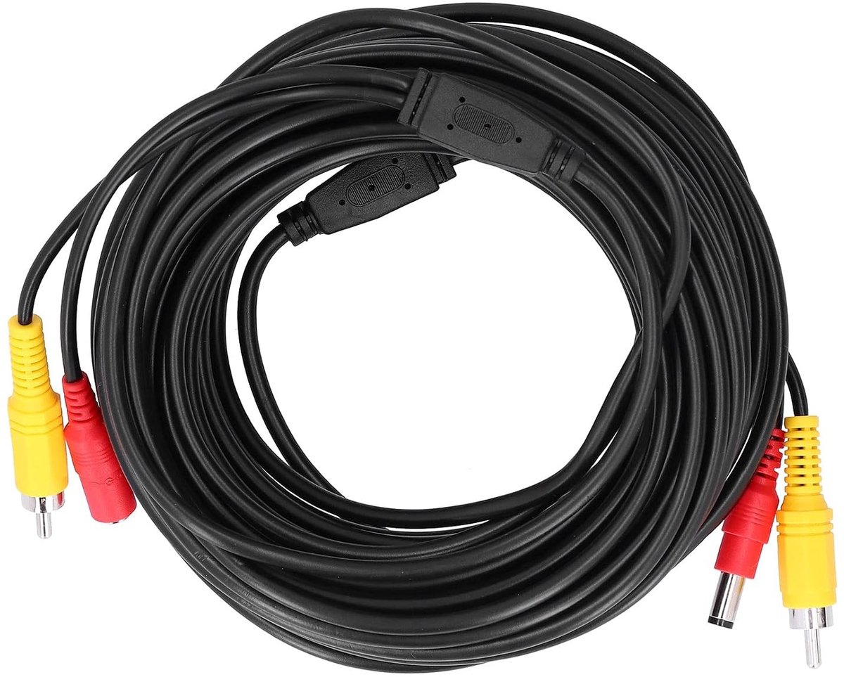 Audio Video Kabel met DC Connector 2 in 1 voor Beveiligingscamera en DVD Speler - 10 Meter Lang, Hoge Kwaliteit, Betrouwbare Verbinding