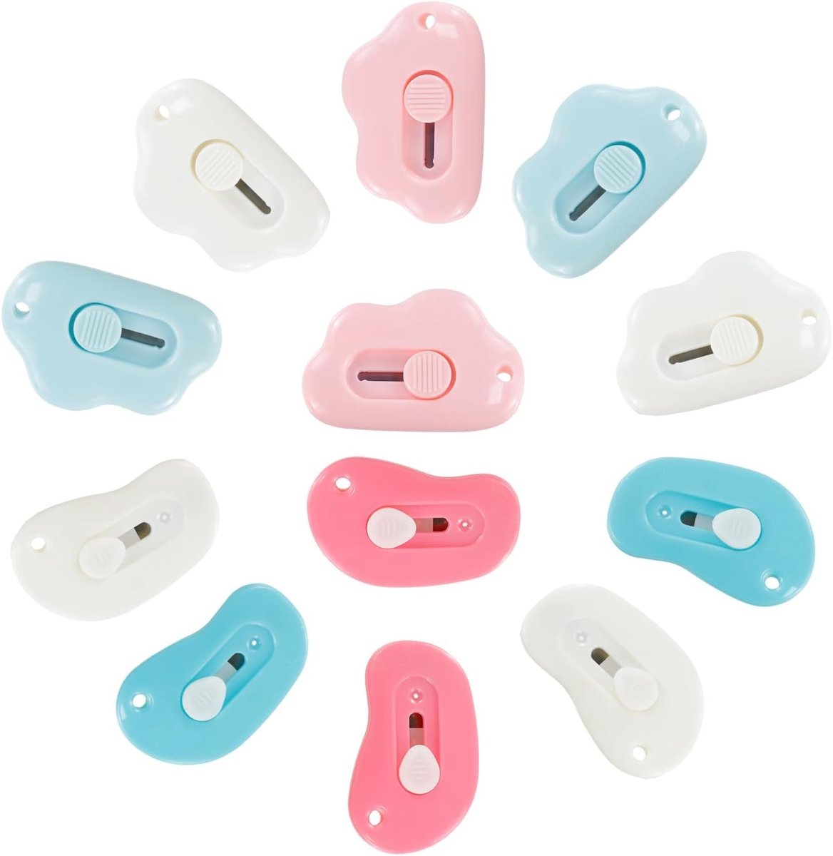 12 Stuks Mini Snijmesjes met Sleutelhanger, Perfect voor Verpakkingen, Knutselen en Kantoorwerk, Ideaal voor Papier en Kleine Dozen