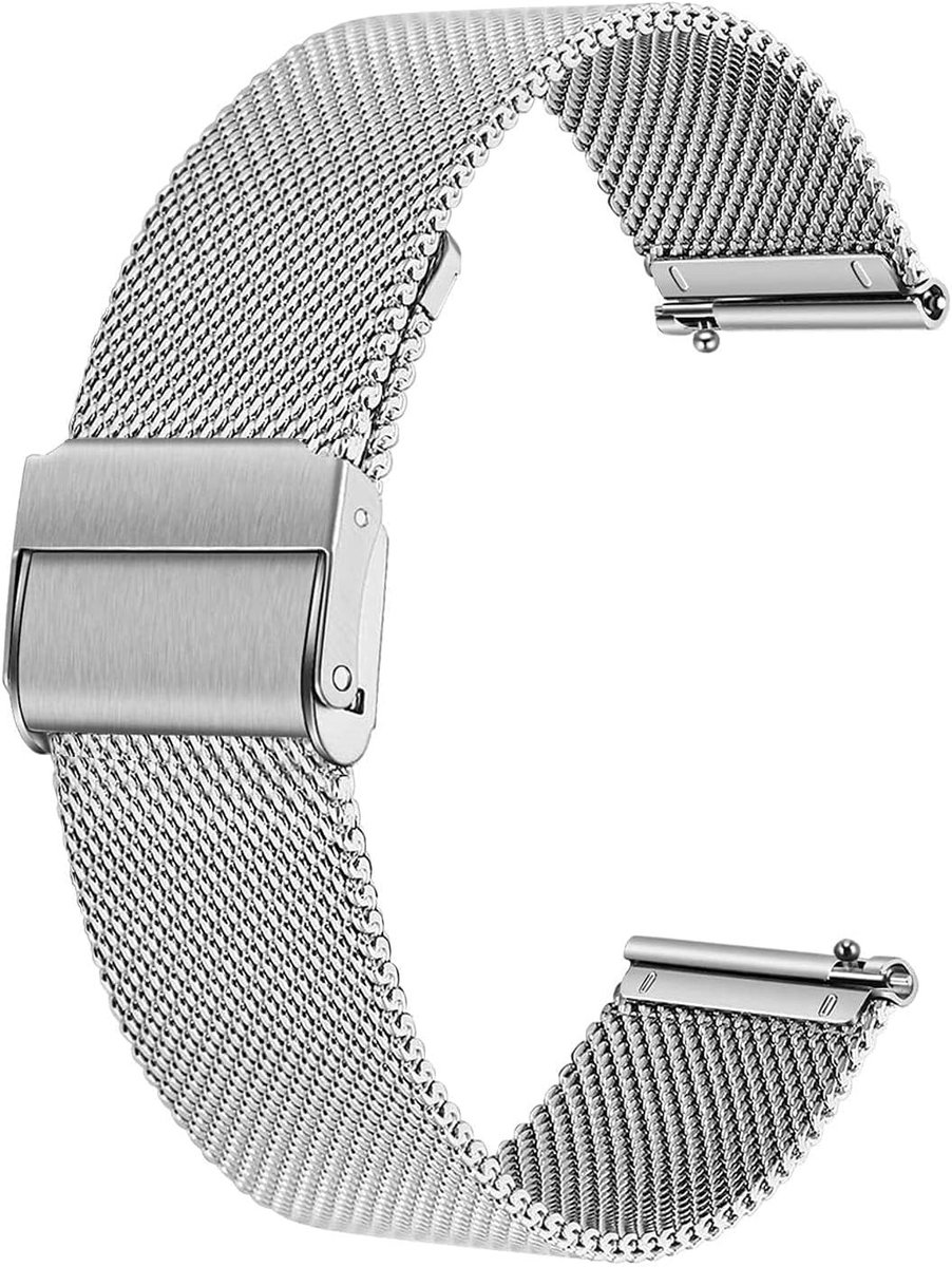 Stalen Horlogeband van 22mm, Vervangbare Mesh Horlogeband met Snelle Bevestiging, Zilver Kleur, Duurzaam en Comfortabel