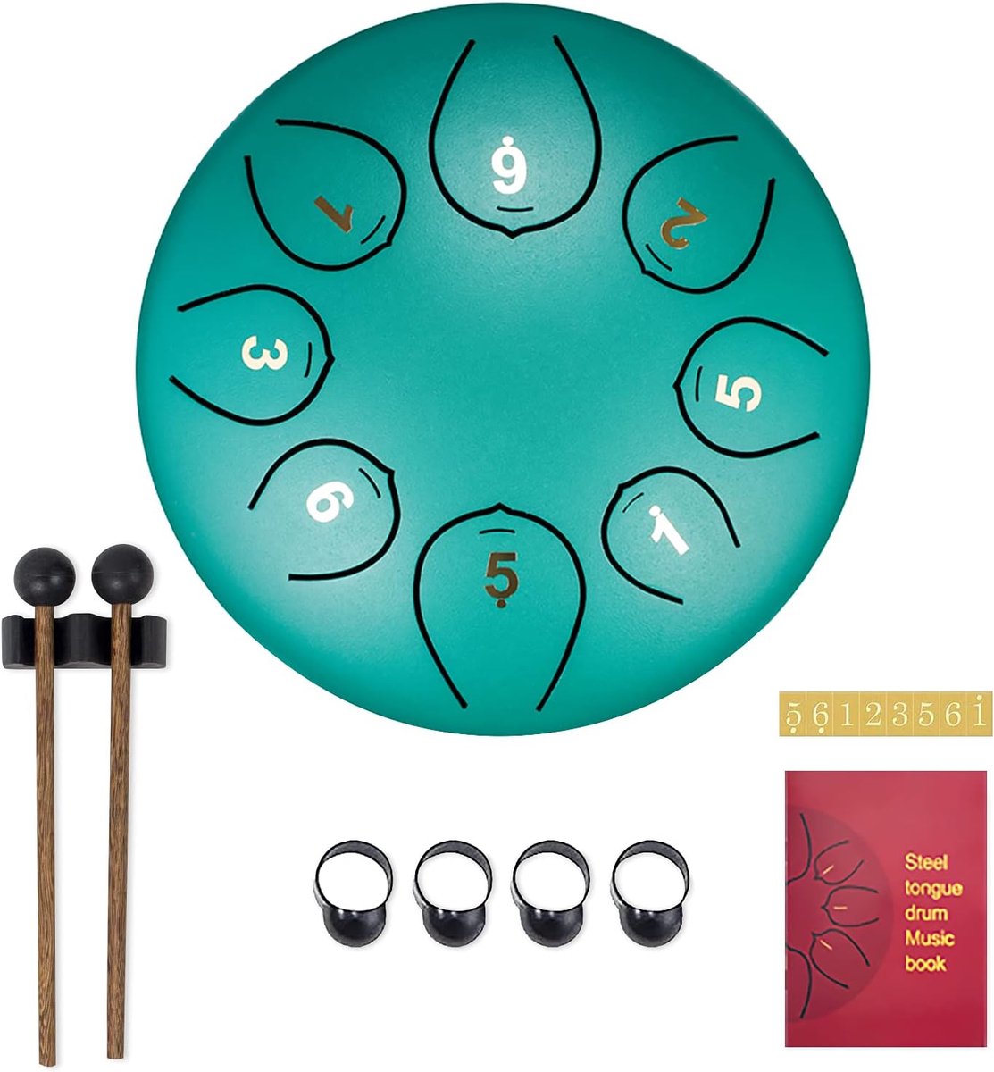 SONARIN Steel Tongue Drum, Tongue Drum, 8 Notes, 6 Inches, Handpan Steel Tongue Drum, Drum Instrument with 2 - ShopVlot