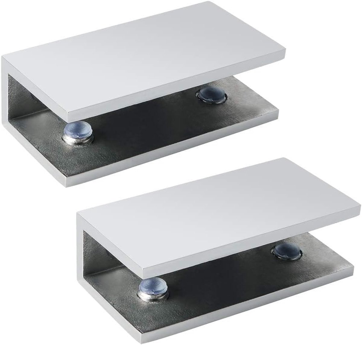 MOOCHE 6 cm Large Glass Clamps, Glass Holder, Shelf Holder, Glass Plate Holder, 2 Pieces, 304 Stainless Steel, Clamp - ShopVlot