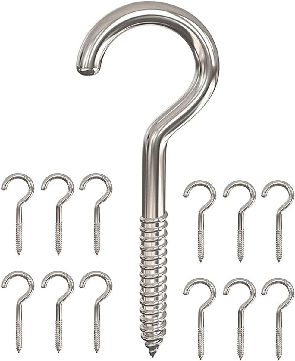 12pcs Screw Hook, Self Tapping Screw Hooks, Open Eye Hooks, Heavy Duty Screw Hooks for Home, Office and Outdoor - ShopVlot