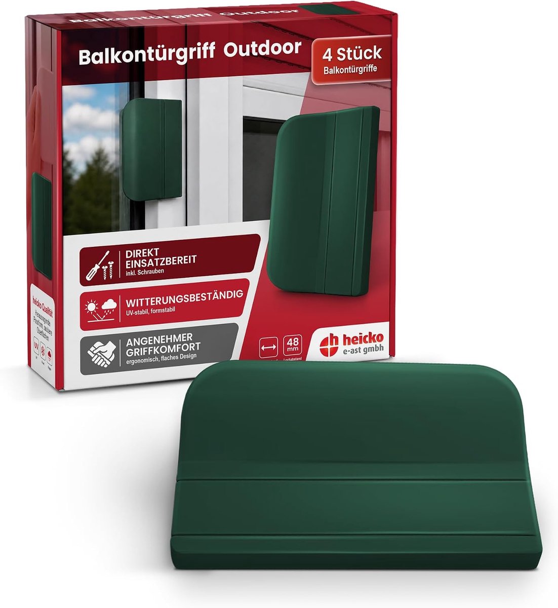 Balkondeurgreep 70x45 mm - robuust kunststof - mosgroen RAL 6005 - verborgen montage - ShopVlot