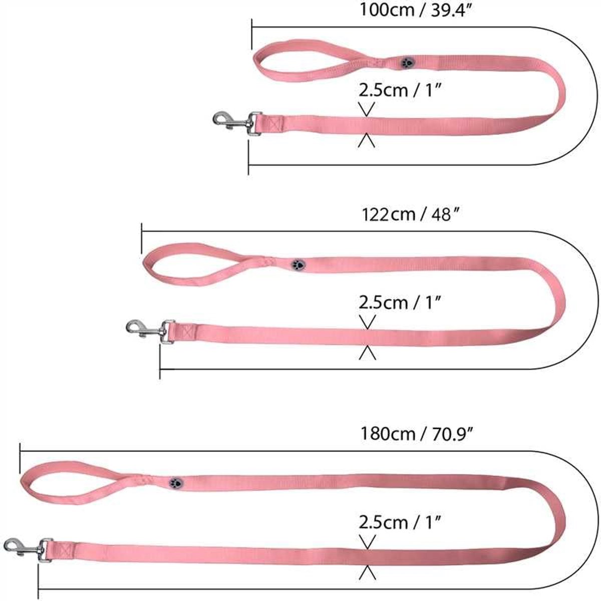 Hondenriem 180cm - Gewatteerde handgreep - Roze - Comfortabel wandelen - ShopVlot