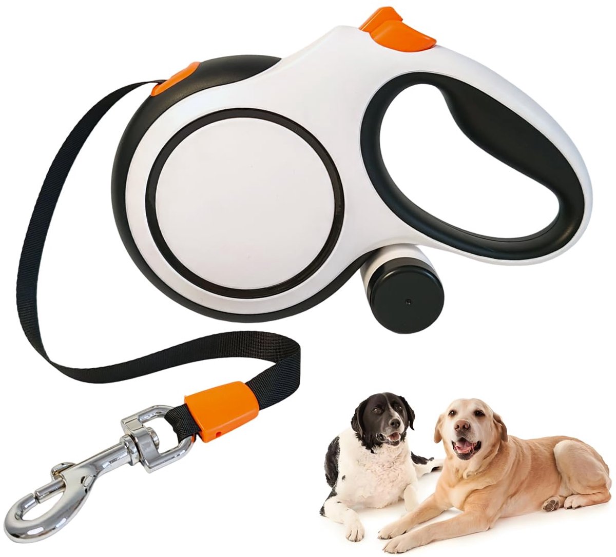 Hondenriem uitschuifbaar 8 m - voor grote honden tot 50 kg - afneembare poepzakhouder - ShopVlot