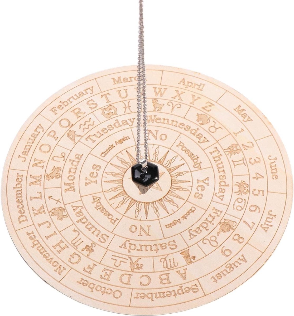 Houten Dowsing Rod Divinatie Garland Board met Kristallen Ketting voor Beginners - 15 cm Metafysische Accessoires en Mat voor Waarzeggerij