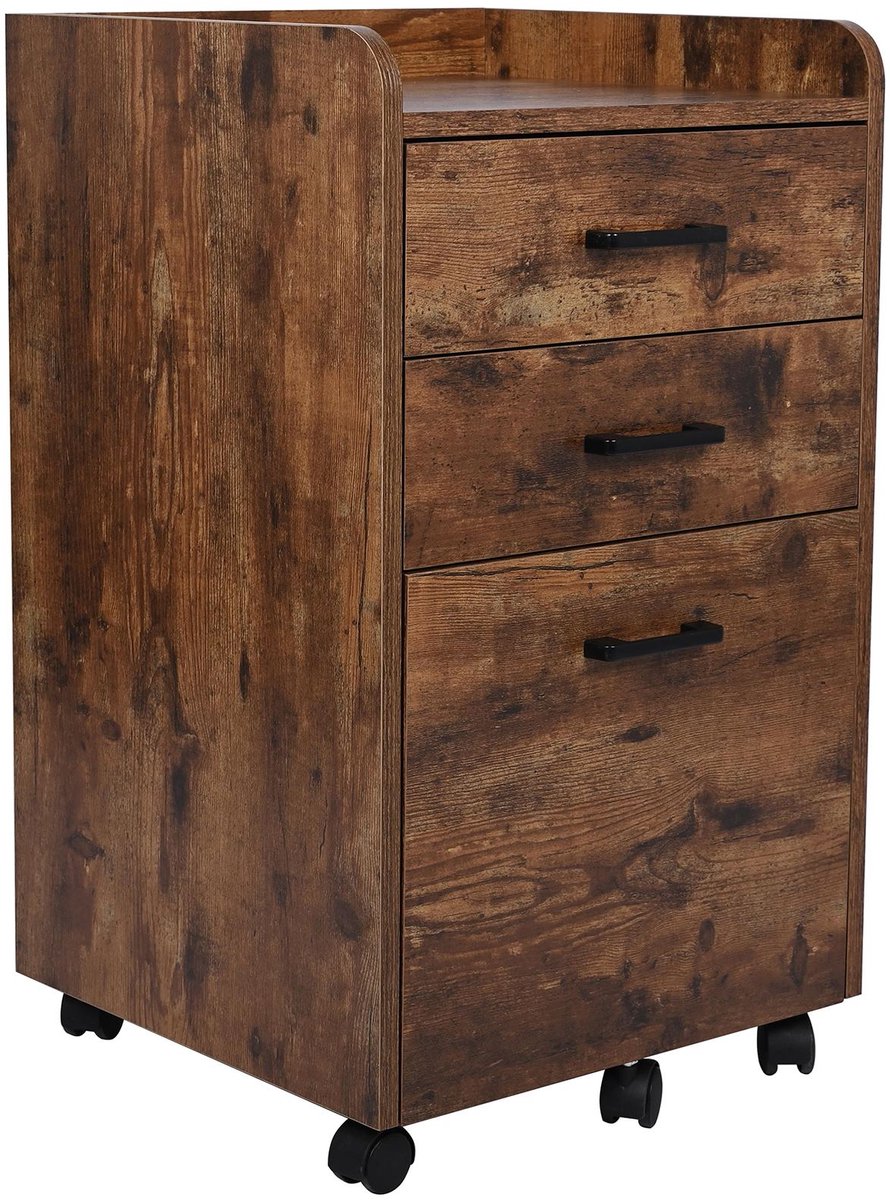 Ladekast - houtlook - rustiek bruin - 40 x 42 x 72 cm - 3 lades