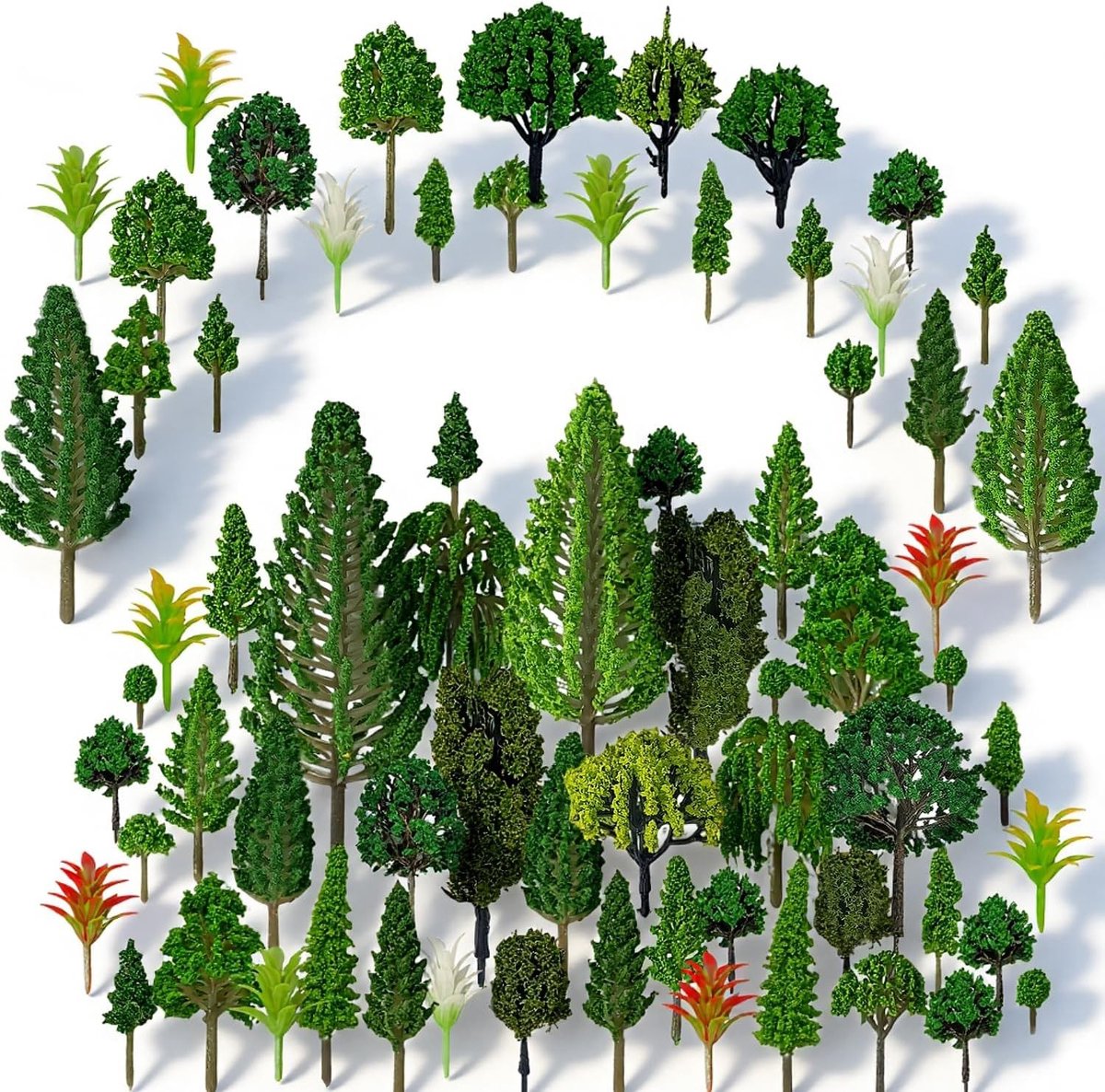 Miniatuur Bomen Set van 75 Stuks (2.5-13cm) voor Landschapsontwerp, Modelbouw en Decoratie, Geschikt voor Micro Landschappen en Treinmodellen