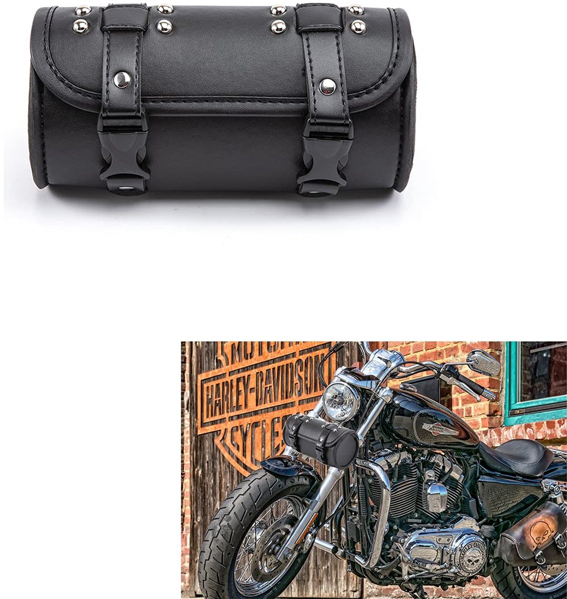 Motorfiets vorktas Mini - PU-leer - Zwart - Ideaal voor gereedschap - ShopVlot