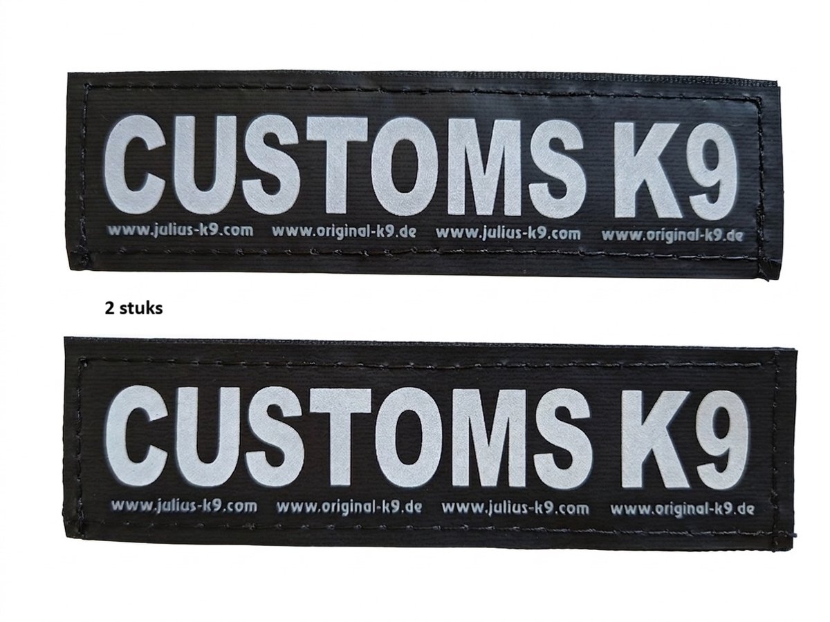 Julius-K9 Set Labels voor Powerharness - Small tekst: CUSTOMS