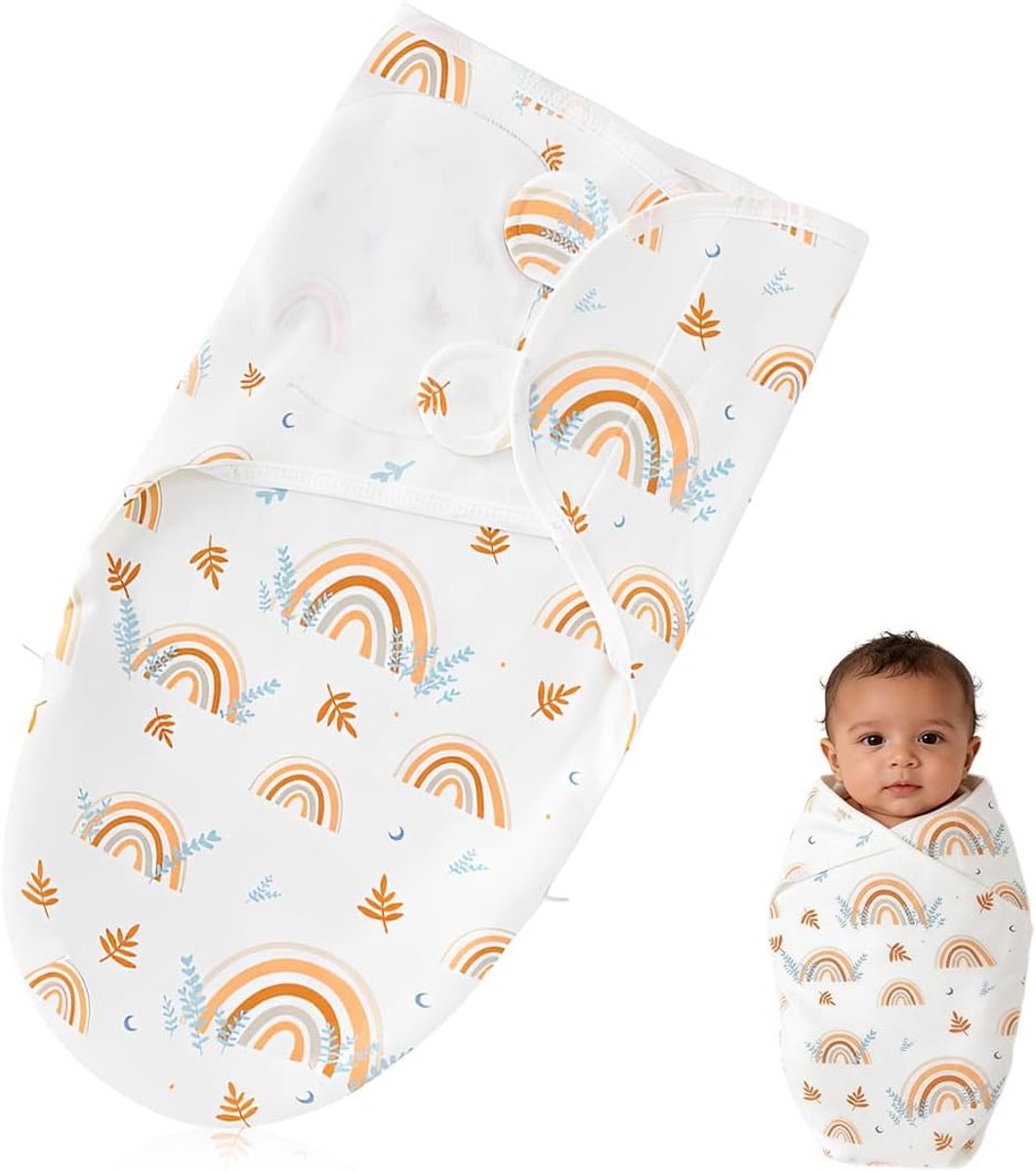 Babyslaapzak 0-3 maanden - katoen ademend - regenboog kaki - slaaphulp voor comfort - ShopVlot