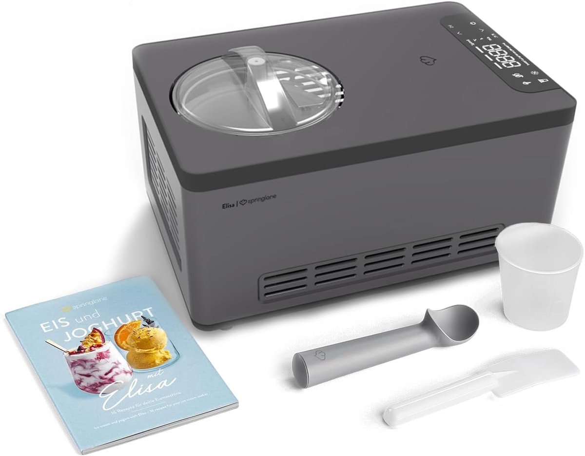 IJsmachine en Yoghurtmaker 2 Liter - Zelfkoelende Compressor - 220W - 4 Programma's - Koel- en Verwarmingsfunctie