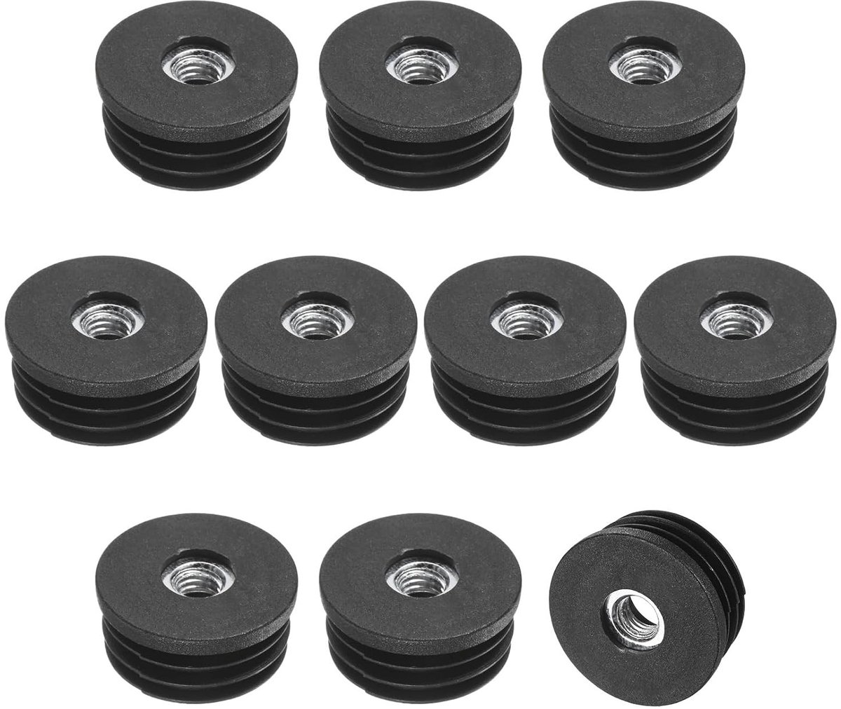 10 Pack Ronde Tube Inserts met M8 Draad, 32mm Buiten Diameter, Bescherming voor Meubelpoten, Vloerbeschermers en Sluitpluggen voor Stoelen en Tafels
