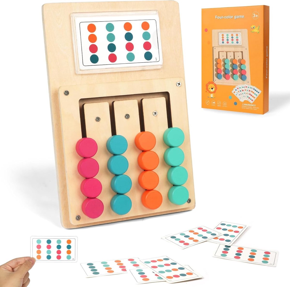 Houten Puzzel Speelgoed voor Kinderen met Kleurmatching, 12 Kaarten, Educatief Montessori Spel voor Leeftijd 4-6 Jaar, Ontwikkeling van IQ en Creativiteit