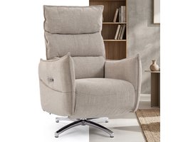 Relaxfauteuil - Relaxzetel - Relaxstoel - Fauteuil - Stoel - Met armleuning - Voor één Persoon - Fluweel - Beige + Zwart