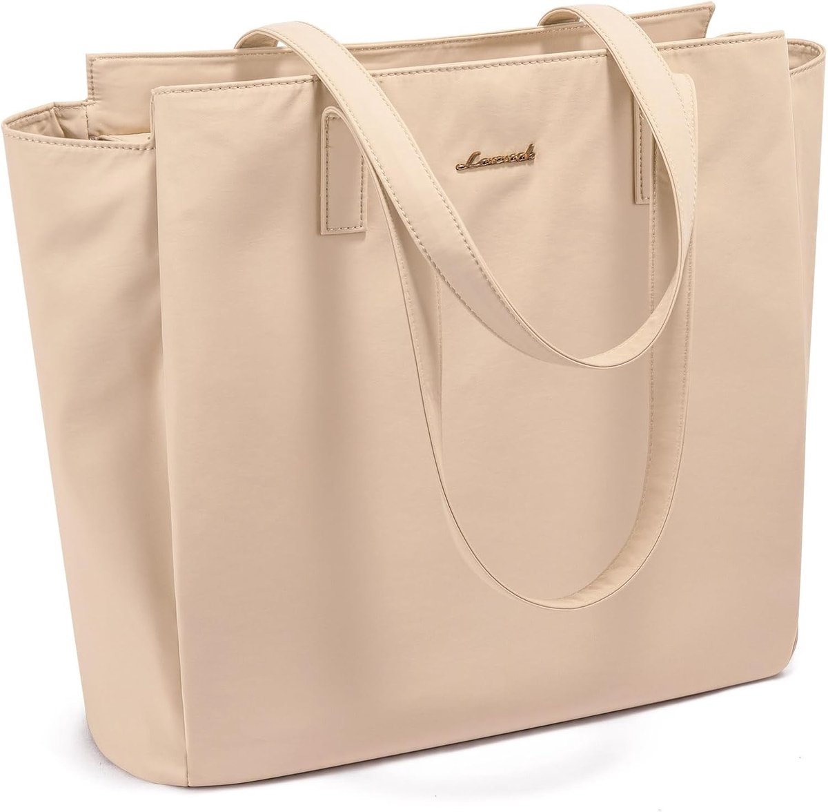 Grote zwarte shopper tas voor dames van polyester met 2 handvatten, 3 vakken en wasbare stof